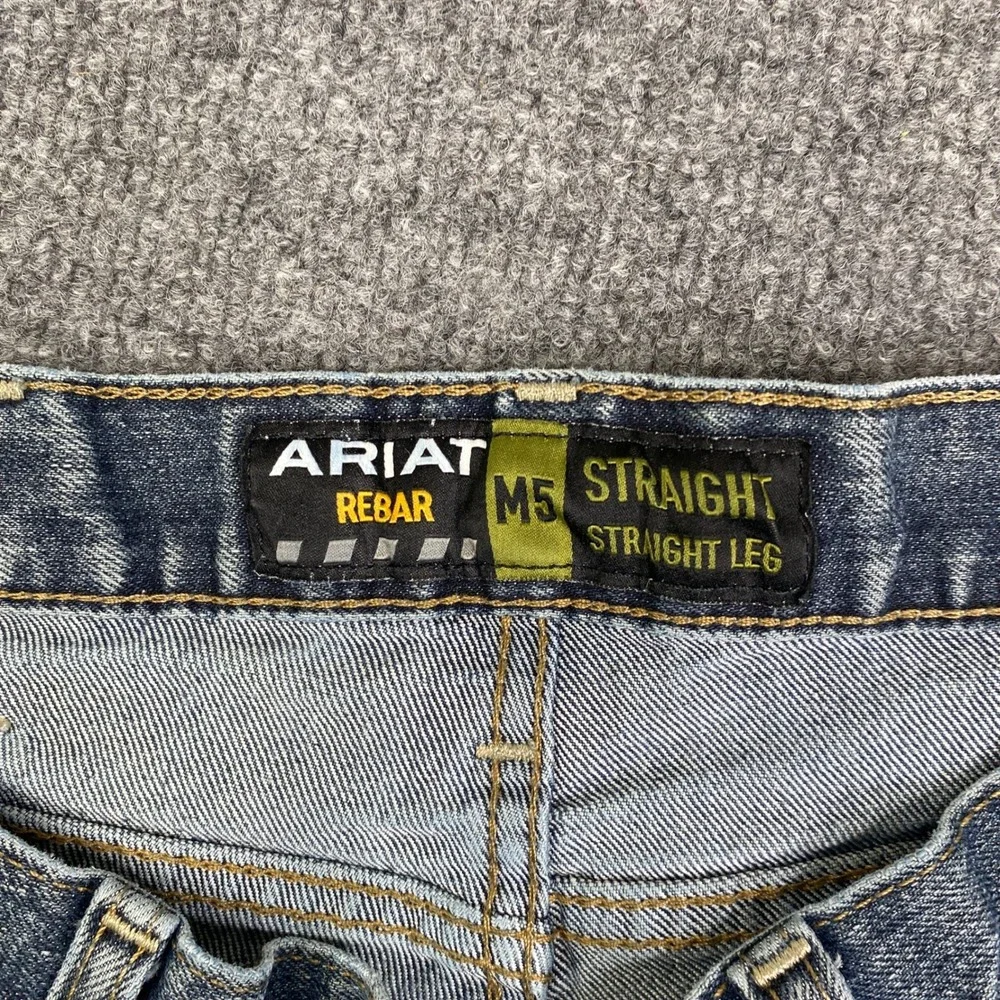 Ariat Rebar M5 Straight Leg Jeans Mens 32x32 Double Knee Workwear Stained - Picture 7 of 11